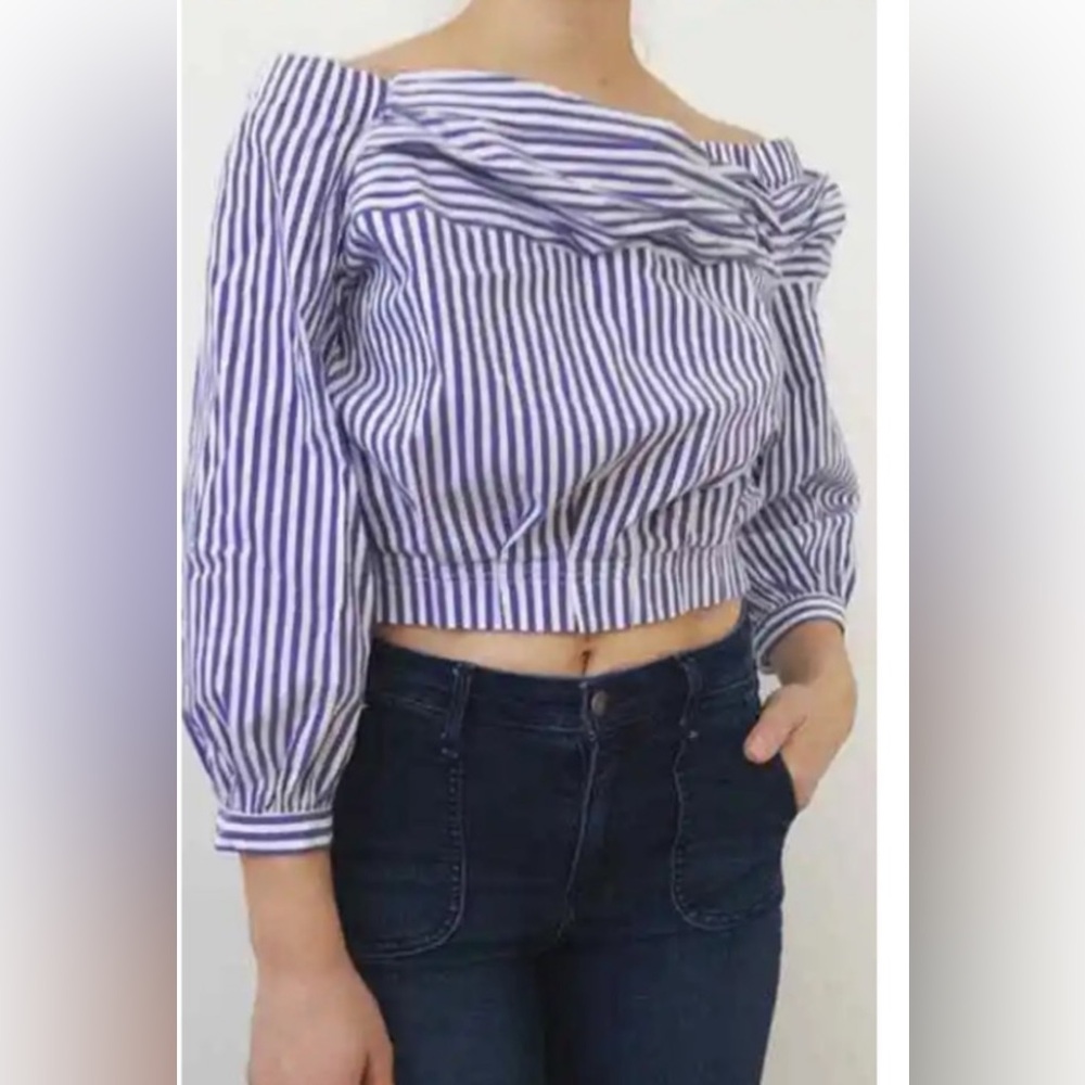 Striped Blue and White Women's Top